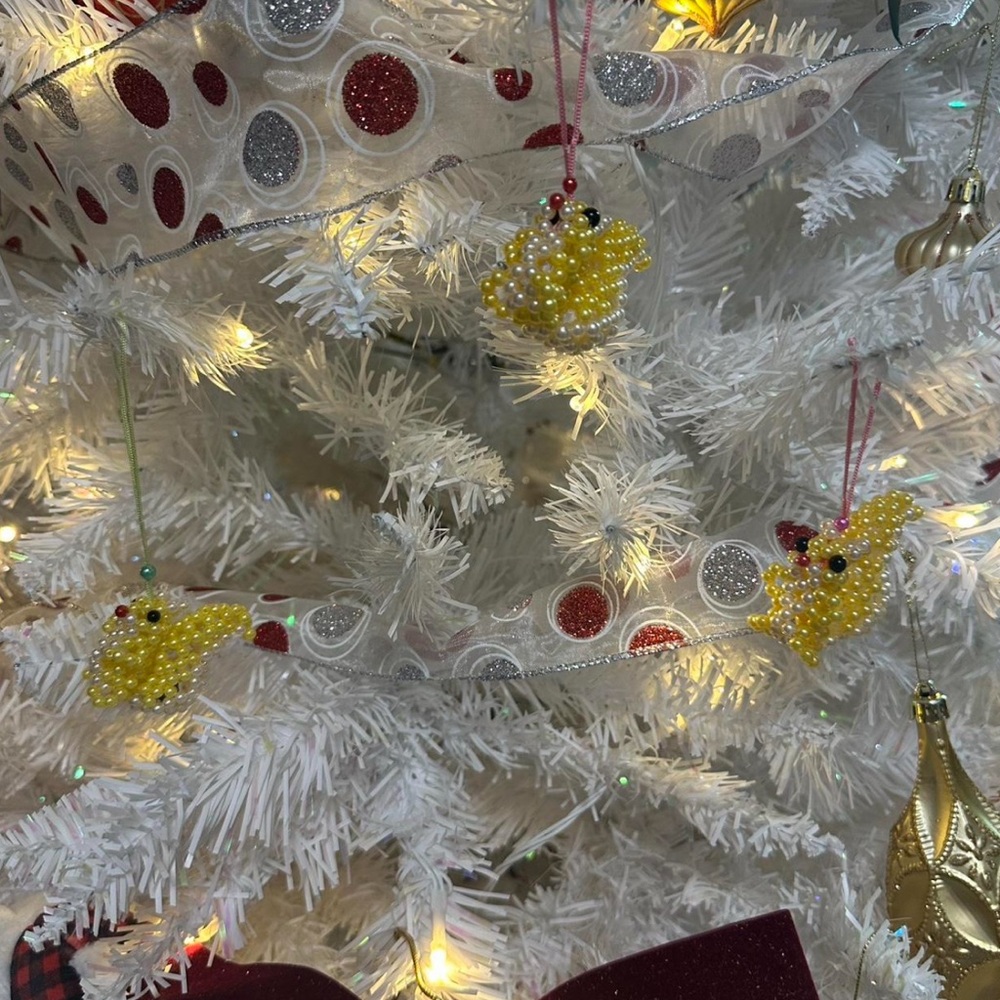 Yellow Beaded Squirrel Ornaments – 3 Pack (Handmade / Kawaii Style)